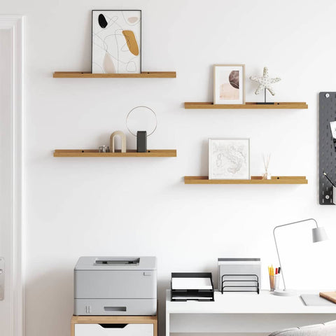 vidaXL Wall Shelf with Shelf 4 pcs Beige 60 x 9 x 3 cm Engineered Wood