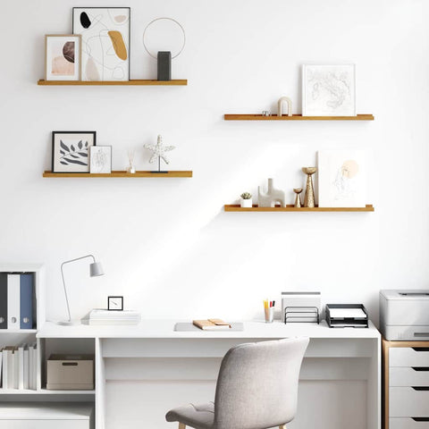 vidaXL Wall Shelf with Shelf 4 pcs Beige 80 x 9 x 3 cm Engineered Wood