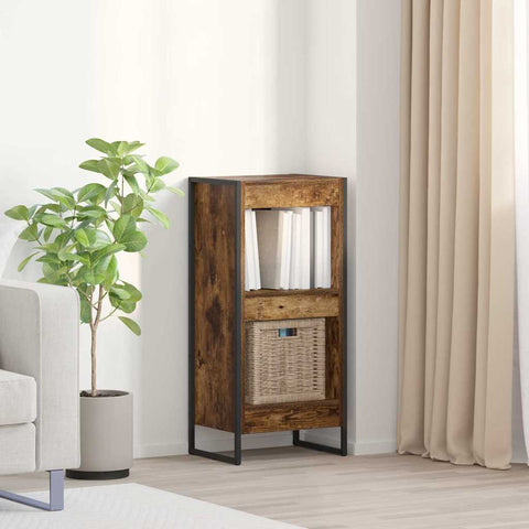 vidaXL Book Cabinet Smoke Oak 40 x 30 x 86.5 cm Engineered Wood