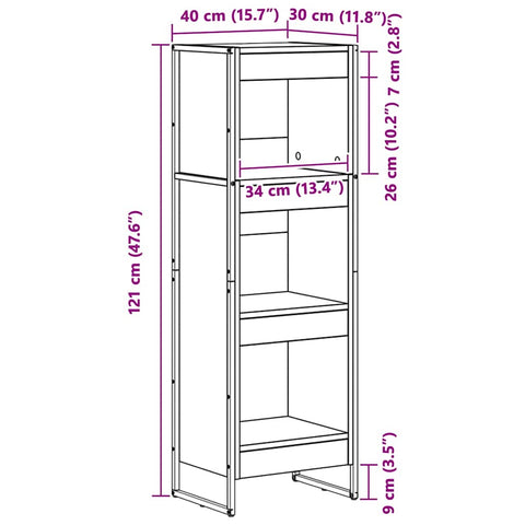 vidaXL Book Cabinet Black Oak 40 x 30 x 121 cm Engineered Wood