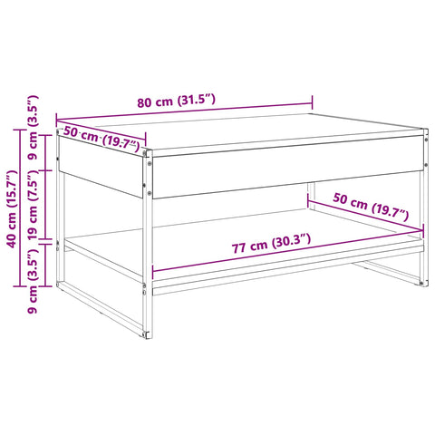 vidaXL Coffee Table Sonoma 80 x 50 x 40 cm Engineered Wood