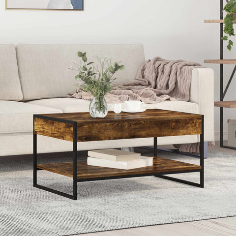 vidaXL Coffee Table Smoke Oak 80 x 50 x 40 cm Engineered Wood