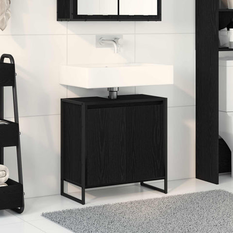 vidaXL Bathroom Cabinet Black Oak 60 x 30 x 60 cm Engineered Wood