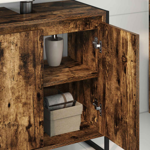 vidaXL Bathroom Cabinet Smoke Oak 60 x 30 x 60 cm Engineered Wood