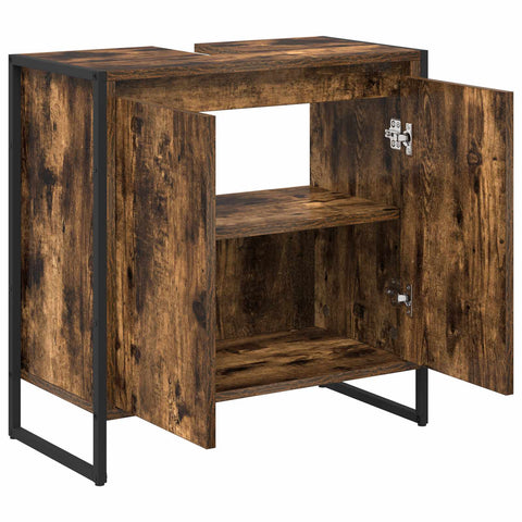 vidaXL Bathroom Cabinet Smoke Oak 60 x 30 x 60 cm Engineered Wood
