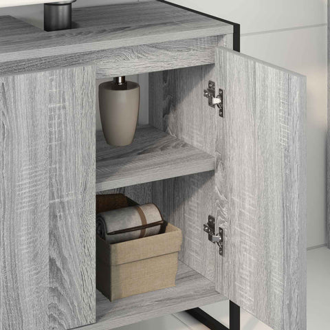 vidaXL Bathroom Cabinet Grey Sonoma 60 x 30 x 60 cm Engineered Wood