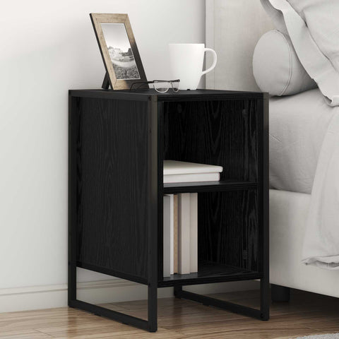 vidaXL Bedside Table Black Oak 39.5 x 30 x 50 cm Engineered Wood
