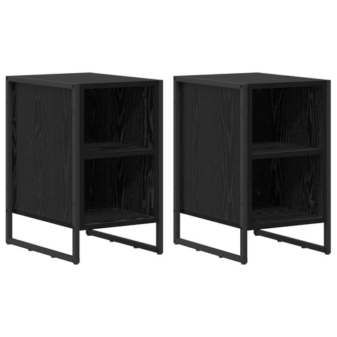 vidaXL Bedside Table 2 pcs Black Oak 39.5 x 30 x 50 cm Engineered Wood