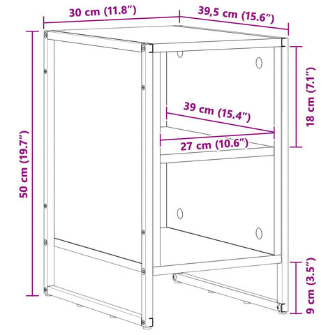 vidaXL Bedside Table Grey Sonoma 39.5 x 30 x 50 cm Engineered Wood