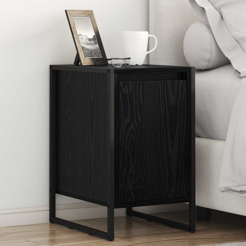 vidaXL Bedside Table Black Oak 39.5 x 30 x 50 cm Engineered Wood