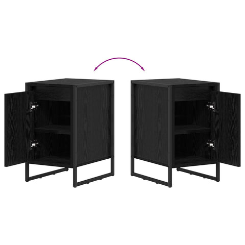 vidaXL Bedside Table Black Oak 39.5 x 30 x 50 cm Engineered Wood