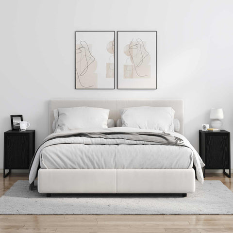 vidaXL Bedside Table 2 pcs Black Oak 39.5 x 30 x 50 cm Engineered Wood