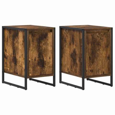 vidaXL Bedside Table 2 pcs Smoke Oak 39.5 x 30 x 50 cm Engineered Wood