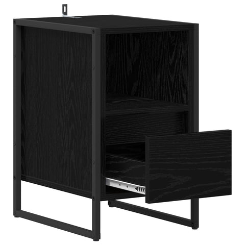 vidaXL Bedside Table Black Oak 39.5 x 30 x 50 cm Engineered Wood