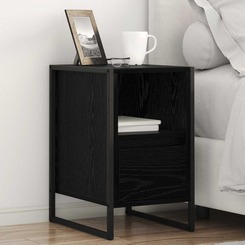 vidaXL Bedside Table 2 pcs Black Oak 39.5 x 30 x 50 cm Engineered Wood