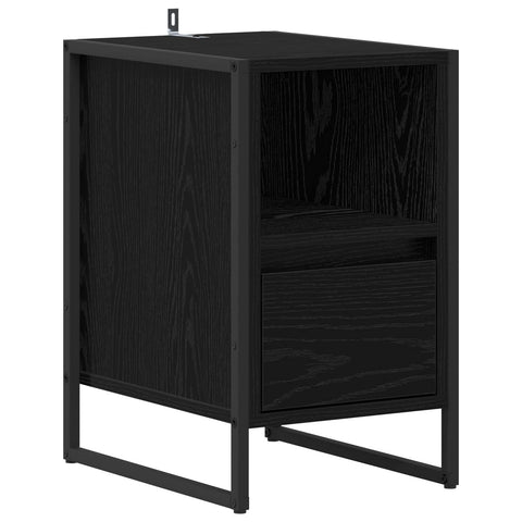 vidaXL Bedside Table 2 pcs Black Oak 39.5 x 30 x 50 cm Engineered Wood