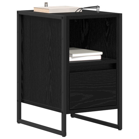 vidaXL Bedside Table 2 pcs Black Oak 39.5 x 30 x 50 cm Engineered Wood
