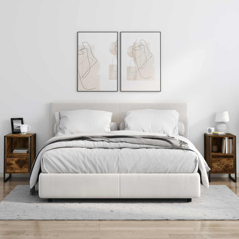 vidaXL Bedside Table Smoke Oak 39.5 x 30 x 50 cm Engineered Wood