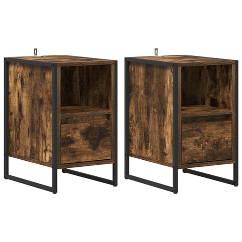 vidaXL Bedside Table 2 pcs Smoke Oak 39.5 x 30 x 50 cm Engineered Wood