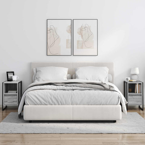 vidaXL Bedside Table with Drawer 2 pcs Grey Sonoma 39.5 x 30 x 50 cm