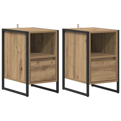 vidaXL Bedside Table with Drawer 2 pcs Artisian Oak 39.5 x 30 x 50 cm