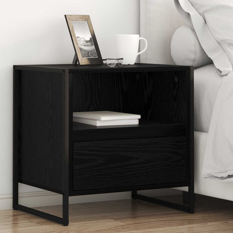 vidaXL Bedside Table 2 pcs Black Oak 50 x 39.5 x 50 cm Engineered Wood