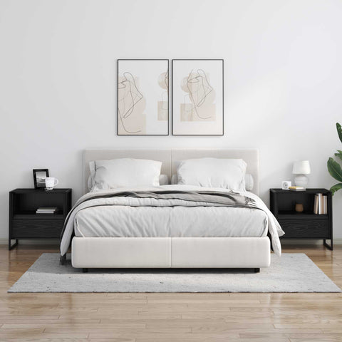 vidaXL Bedside Table 2 pcs Black Oak 50 x 39.5 x 50 cm Engineered Wood