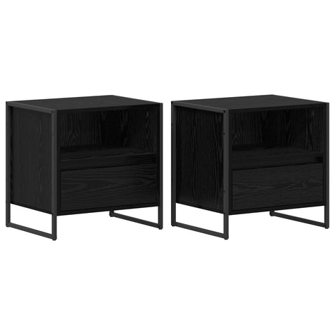 vidaXL Bedside Table 2 pcs Black Oak 50 x 39.5 x 50 cm Engineered Wood