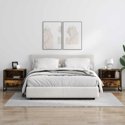 vidaXL Bedside Table 2 pcs Smoke Oak 50 x 39.5 x 50 cm Engineered Wood