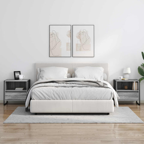 vidaXL Bedside Table with Drawer 2 pcs Grey Sonoma 50 x 39.5 x 50 cm