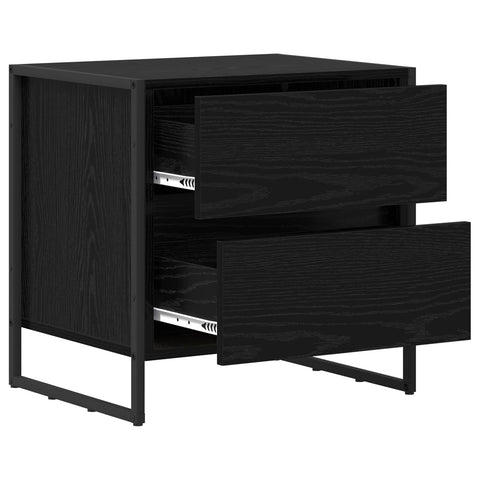 vidaXL Bedside Table Black Oak 50 x 39.5 x 50 cm Engineered Wood