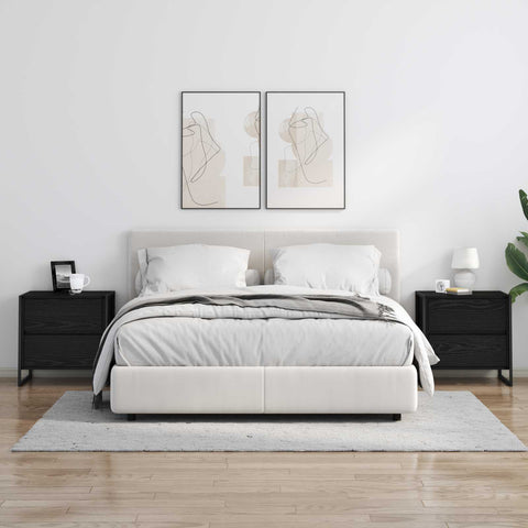 vidaXL Bedside Table 2 pcs Black Oak 50 x 39.5 x 50 cm Engineered Wood