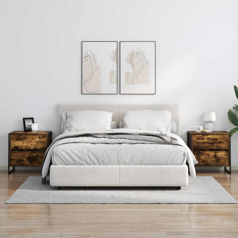 vidaXL Bedside Table Smoke Oak 50 x 39.5 x 50 cm Engineered Wood