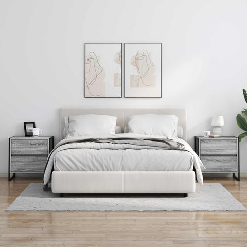 vidaXL Bedside Table with Drawer 2 pcs Grey Sonoma 50 x 39.5 x 50 cm