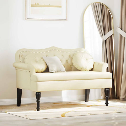 vidaXL Chesterfield Bench Cream 120.5 x 65 x 75 cm Faux Leather
