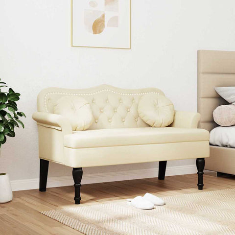 vidaXL Chesterfield Bench Cream 120.5 x 65 x 75 cm Faux Leather