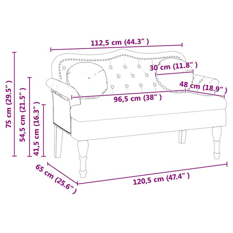 vidaXL Chesterfield Bench Cream 120.5 x 65 x 75 cm Faux Leather