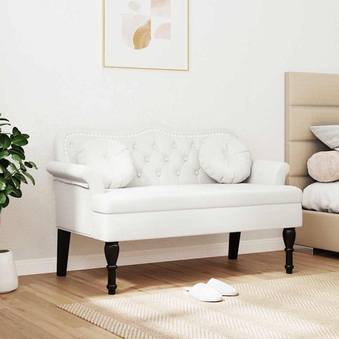 vidaXL Chesterfield Bench White 120.5 x 65 x 75 cm Faux Leather