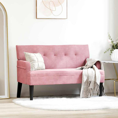 vidaXL Bench Pink 112 x 65.5 x 75 cm Velvet