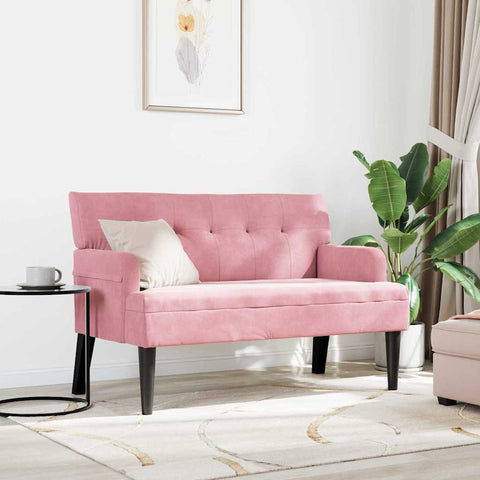 vidaXL Bench Pink 112 x 65.5 x 75 cm Velvet