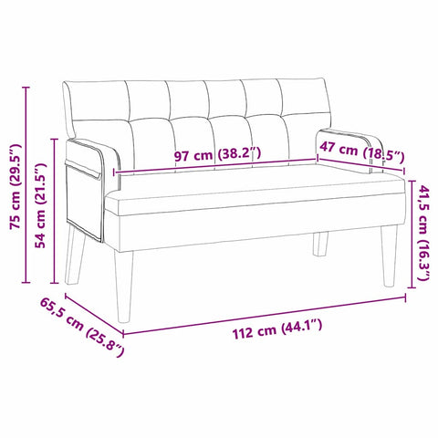 vidaXL Bench Pink 112 x 65.5 x 75 cm Velvet
