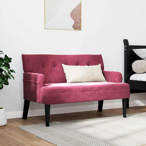 vidaXL Bench Wine Red 112 x 65.5 x 75 cm Velvet