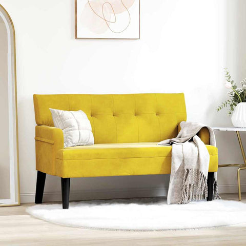 vidaXL Bench Yellow 112 x 65.5 x 75 cm Velvet