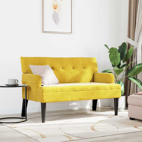 vidaXL Bench Yellow 112 x 65.5 x 75 cm Velvet