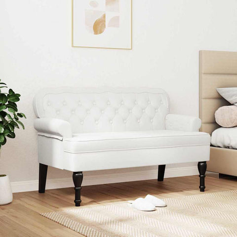 vidaXL Bench White 119.5 x 64.5 x 75 cm Faux Leather