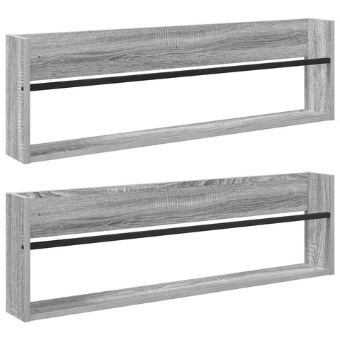 vidaXL Magazine Rack with Shelf 2 pcs Grey Sonoma 100 x 12 x 30 cm
