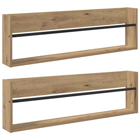 vidaXL Magazine Rack with Shelf 2 pcs Artisan Oak 100 x 12 x 30 cm