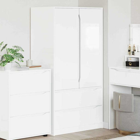vidaXL Bathroom Cabinet with Door High Gloss White 79.5 x 49 x 156 cm