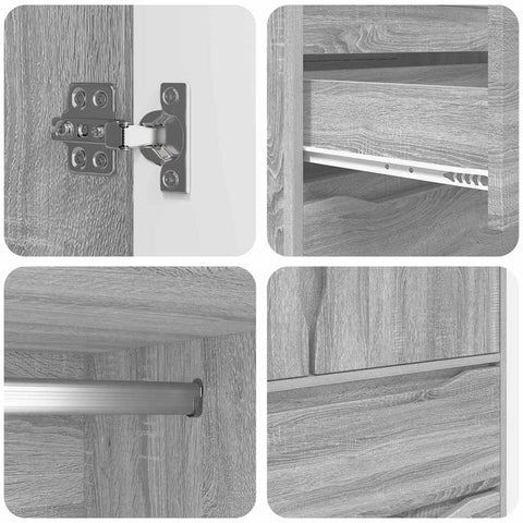 vidaXL Bathroom Cabinet Grey Sonoma 79.5 x 49 x 156 cm Engineered Wood