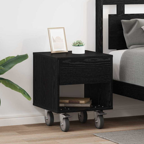 vidaXL Bedside Table 2 pcs Black Oak 40.5 x 40 x 48 cm Engineered Wood